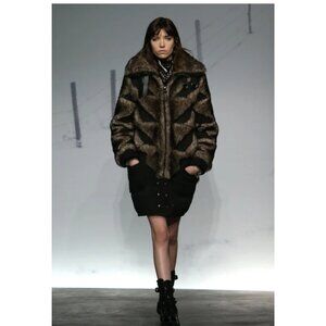 Coach Pieced Sheepskin Natural Leather Shearling Coat Made in Italy